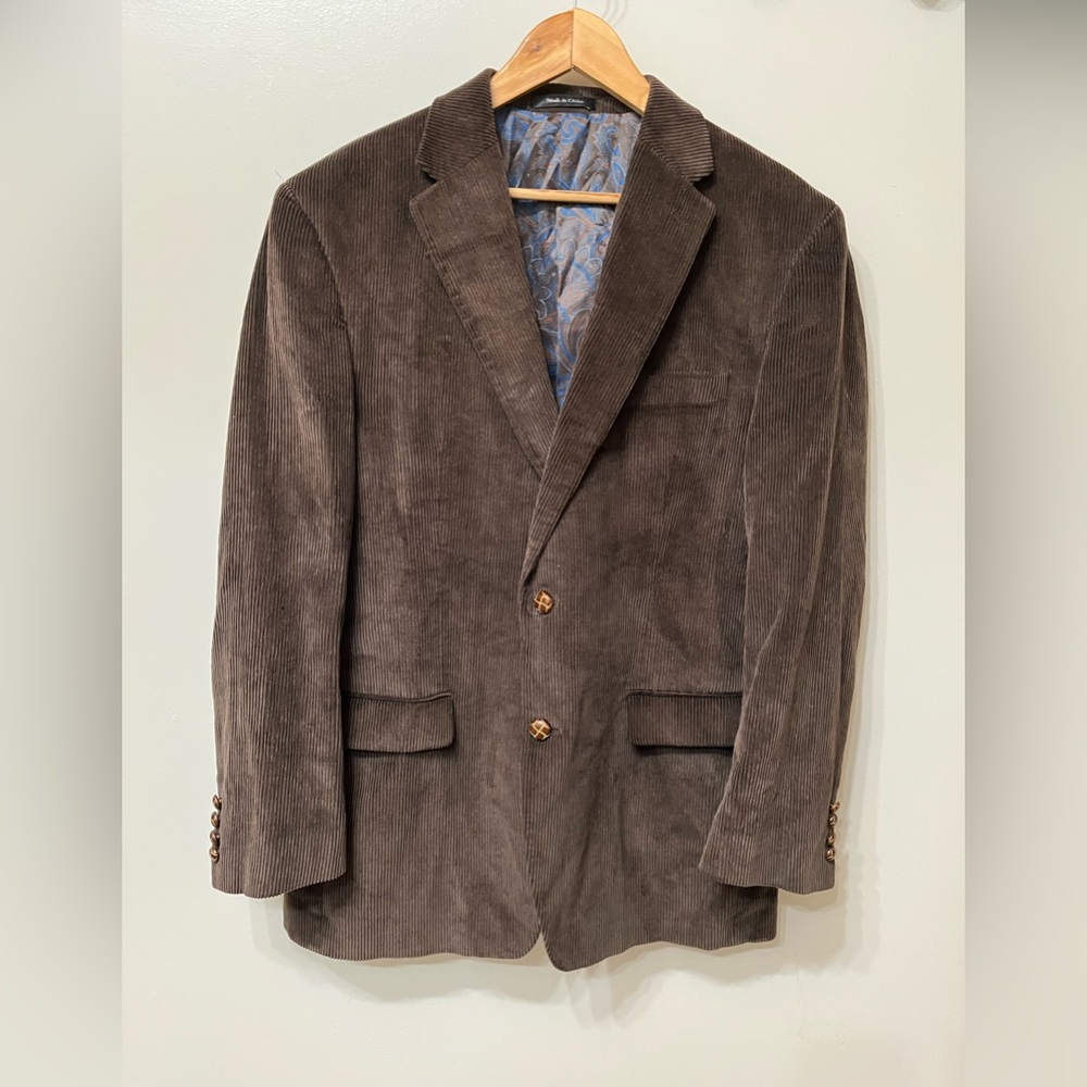 Lauren Ralph Lauren LRL Brown Corduroy Sport Coat Blazer Jacket size 42L